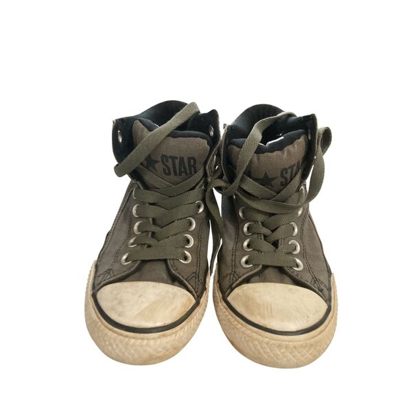 Converse All Star Junior kids Size 3 Hi-Top Olive Canvas  Sneakers shoes - Picture 1 of 7